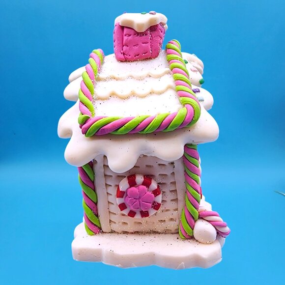 Gingerbread House Ornament Pink White Peppermint Candy Fake Bake Christmas Faux - Picture 5 of 8